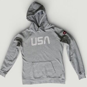 The North Face Womens Hoodie Medium Gray USA Graphic Pullover Sweatshirt